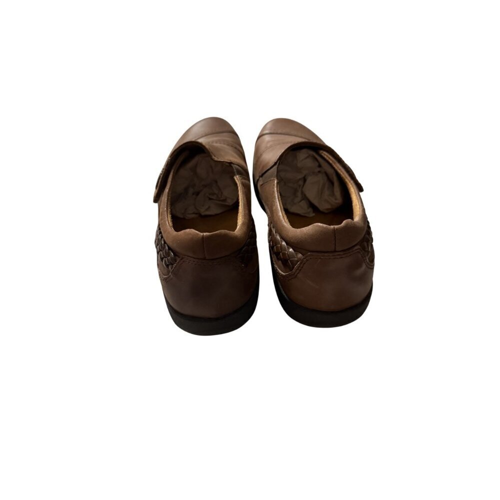 Aetrex  Womens Brown Leather Slip-On Shoes With Braided Decorative Size 9 - Picture 3 of 9